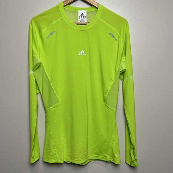 adidas Techfit Long Sleeve Shirt Men's Neon Tee Reflective NWT Retail $65 - Picture 1 of 7